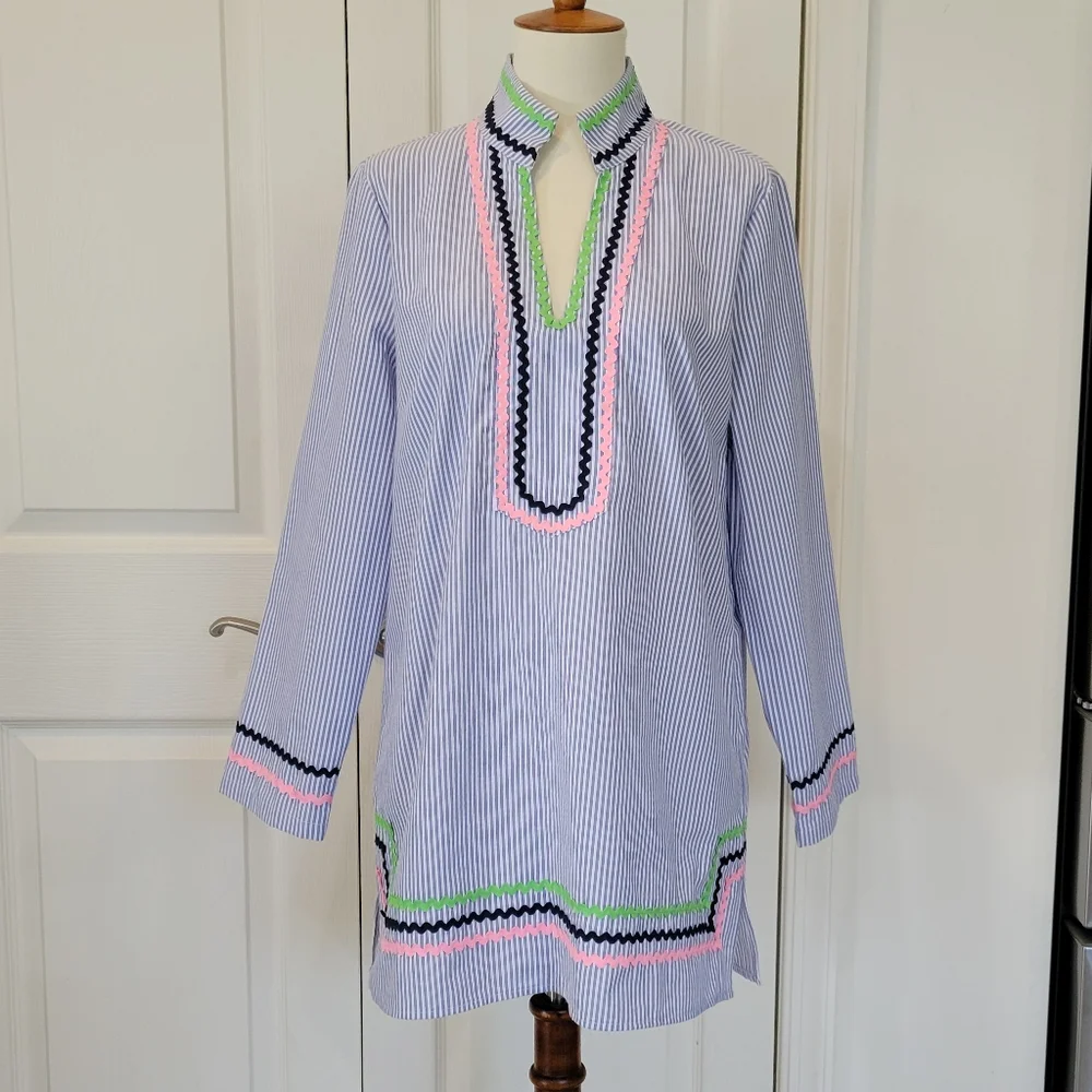 Sail to Sable Seersucker Tunic Top, M - Picture 2 of 12